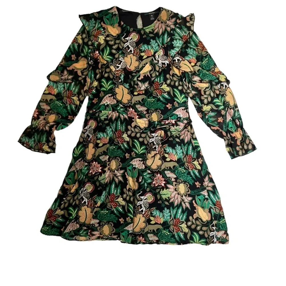 Maison Scotch Yeah Jungle Floral Print Dress Size Black/Green Size XS - Picture 9 of 13